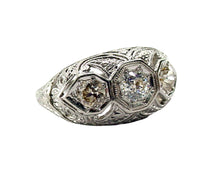 Charger l&#39;image dans la galerie, Art Deco Platinum OEC Diamond Bombe Engagement Dinner Ring
