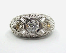 Charger l&#39;image dans la galerie, Art Deco Platinum OEC Diamond Bombe Engagement Dinner Ring

