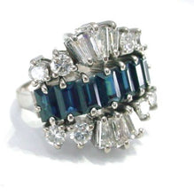 Load image into Gallery viewer, Fabulous Mid-Century Sapphire 1.85 Ct. Diamond 18k White Gold Cocktail Ring--A real showstopper
