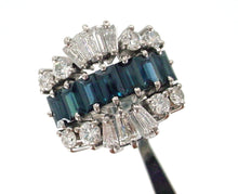 Load image into Gallery viewer, Fabulous Mid-Century Sapphire 1.85 Ct. Diamond 18k White Gold Cocktail Ring--A real showstopper
